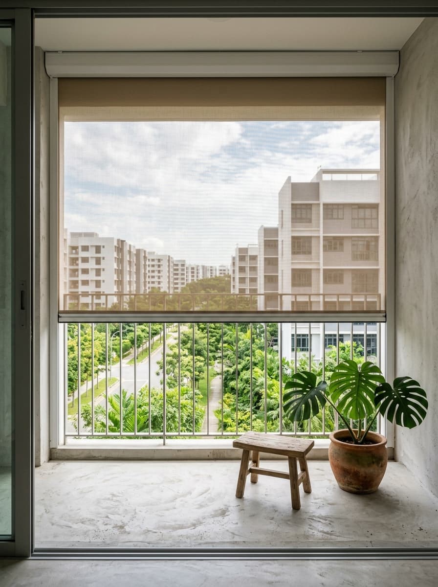 HDB balcony outdoor zip blind
