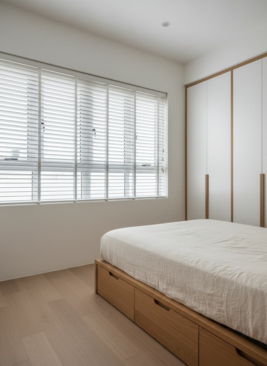 Japandi HDB bedroom venetian blinds variation 2