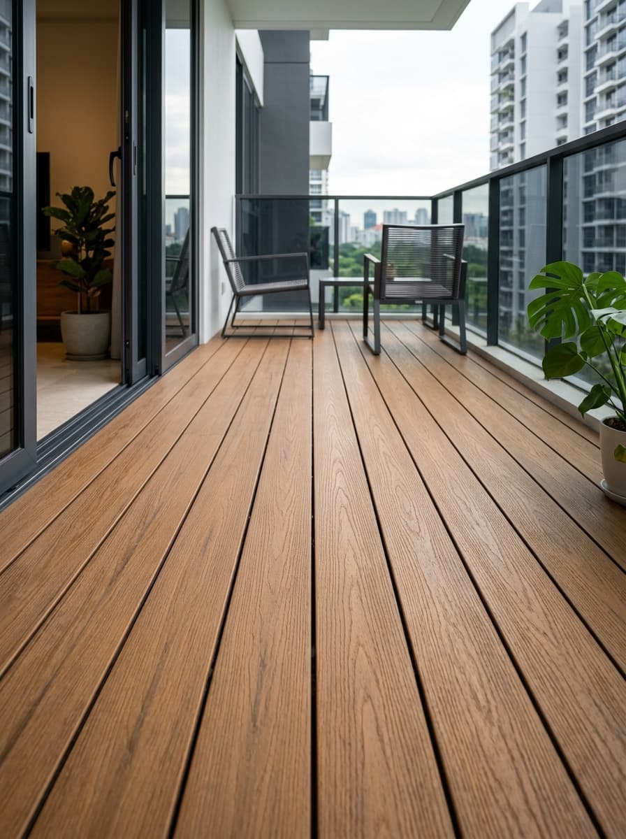 Outdoor composite decking for Singapore condo balcony