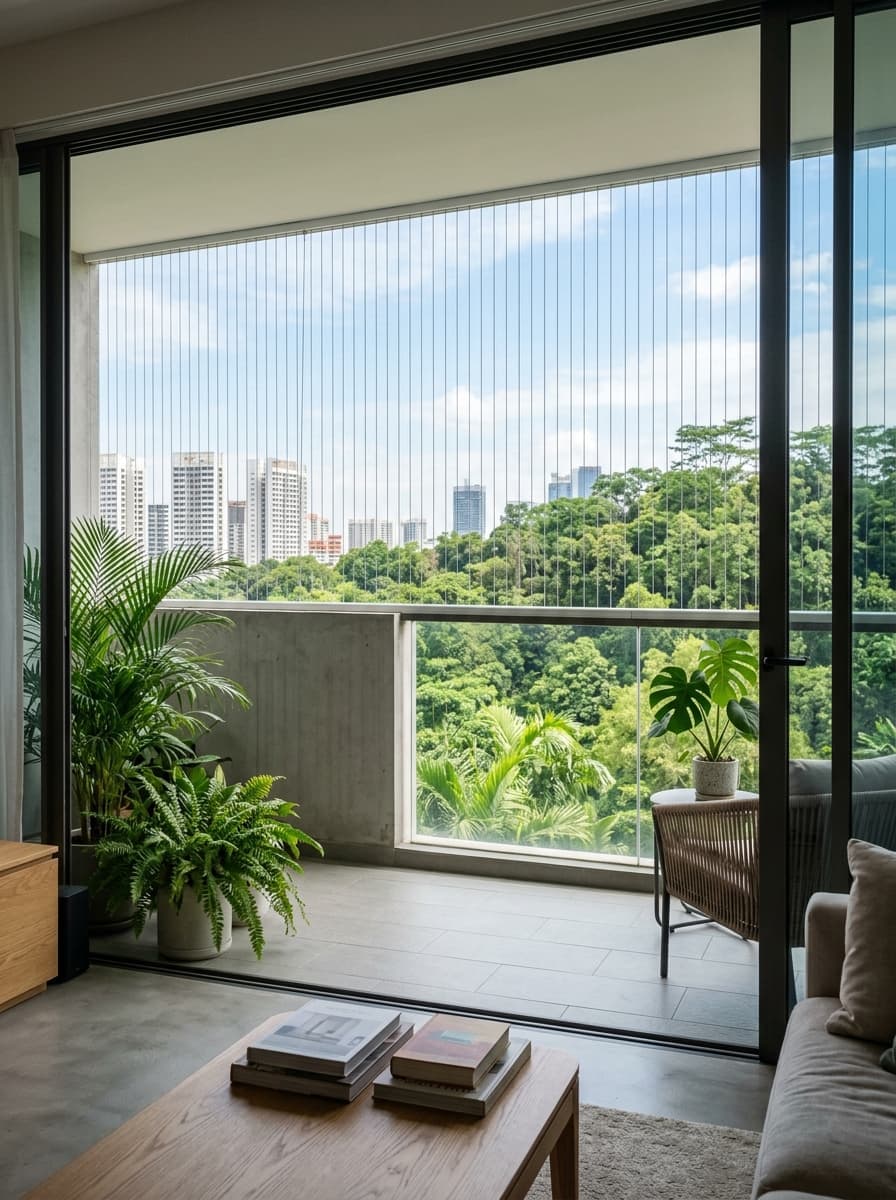 Invisible grille installation Singapore HDB window