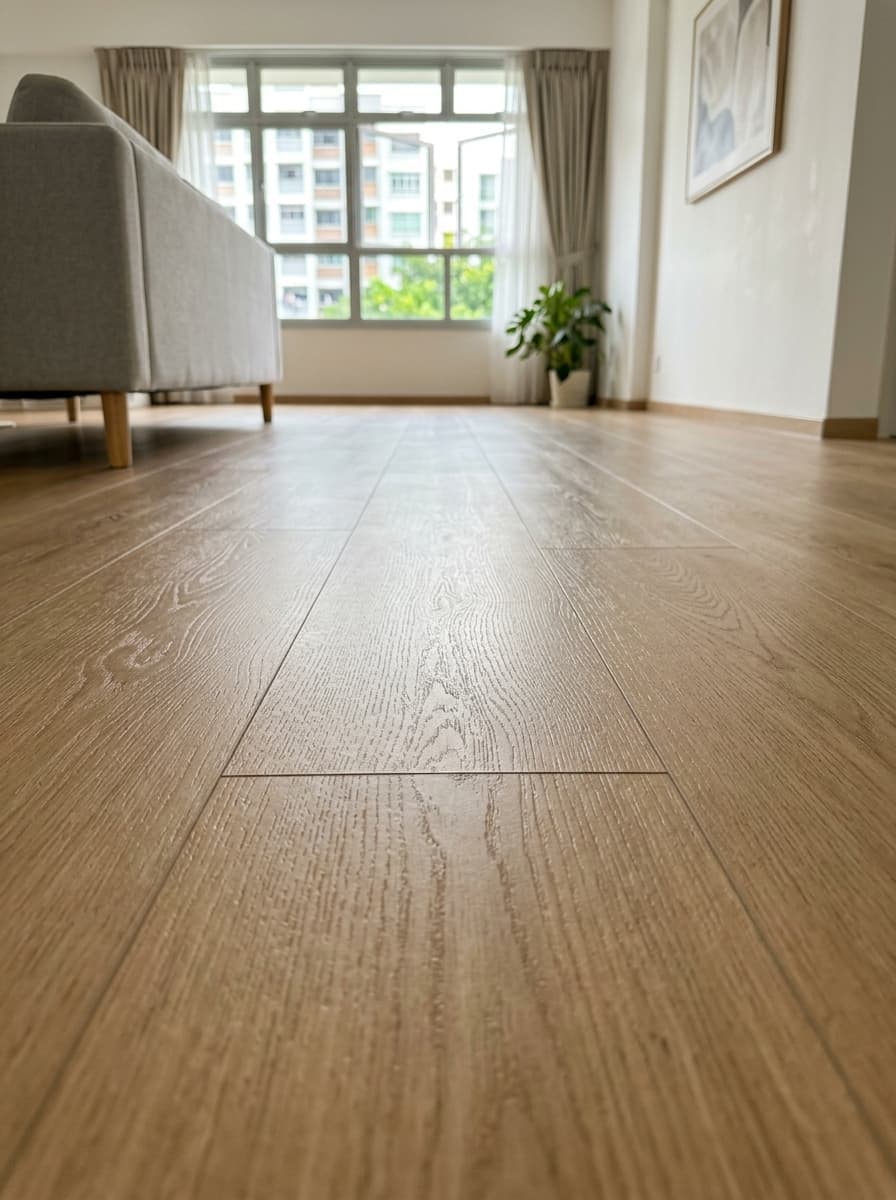 Vinyl flooring installation for Singapore condo living room