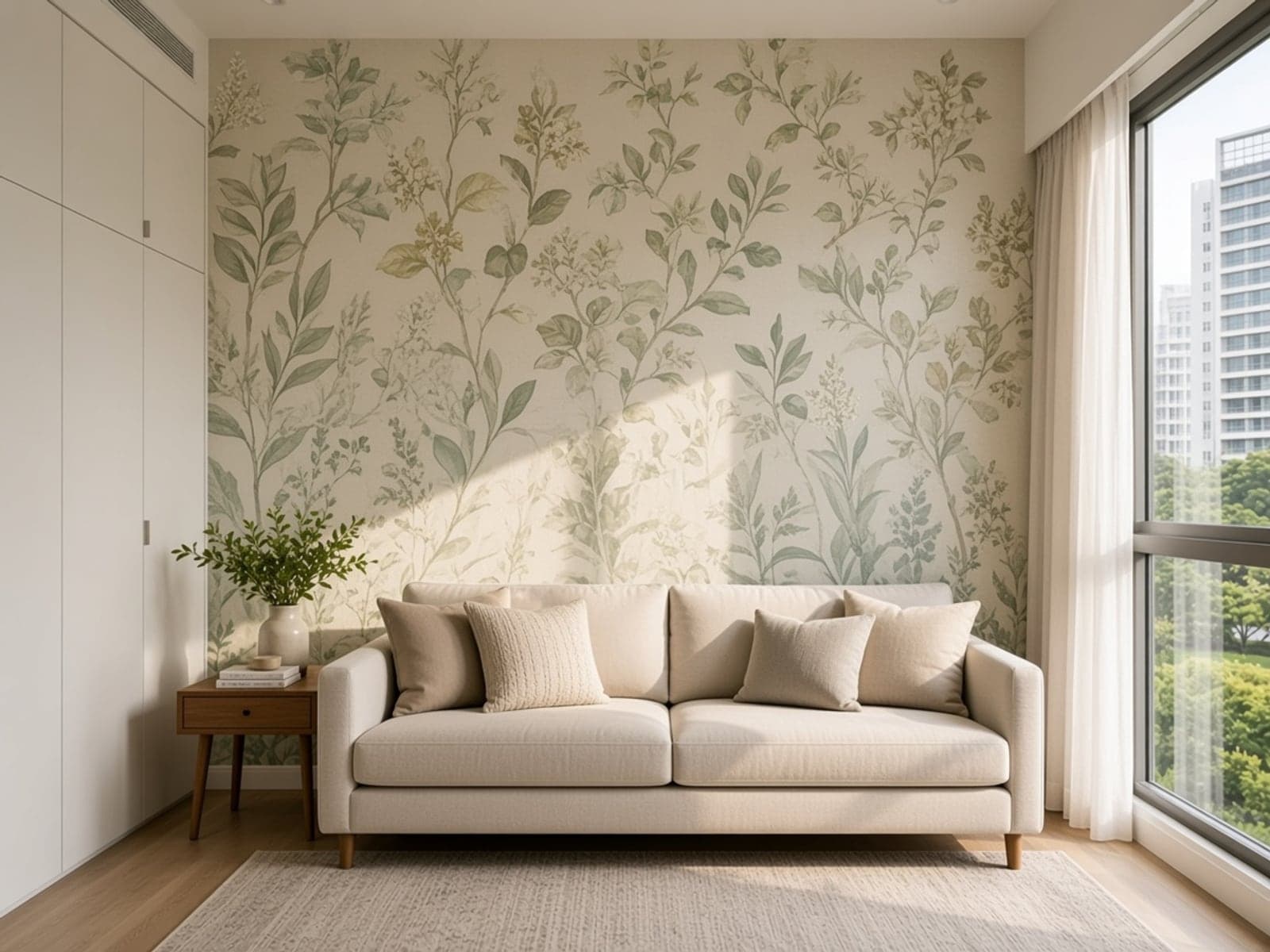 Luxury wallpaper installation Singapore condo bedroom